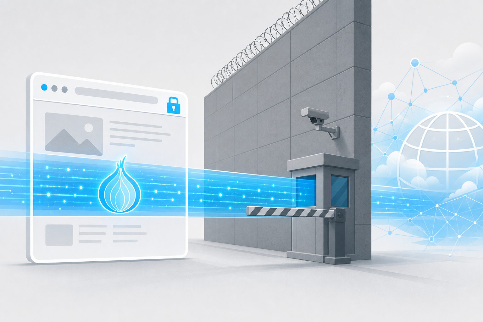 WebTunnel 示意图，Tor 流量被包进一般 HTTPS 连接、伪装成普通网站浏览以绕过审查