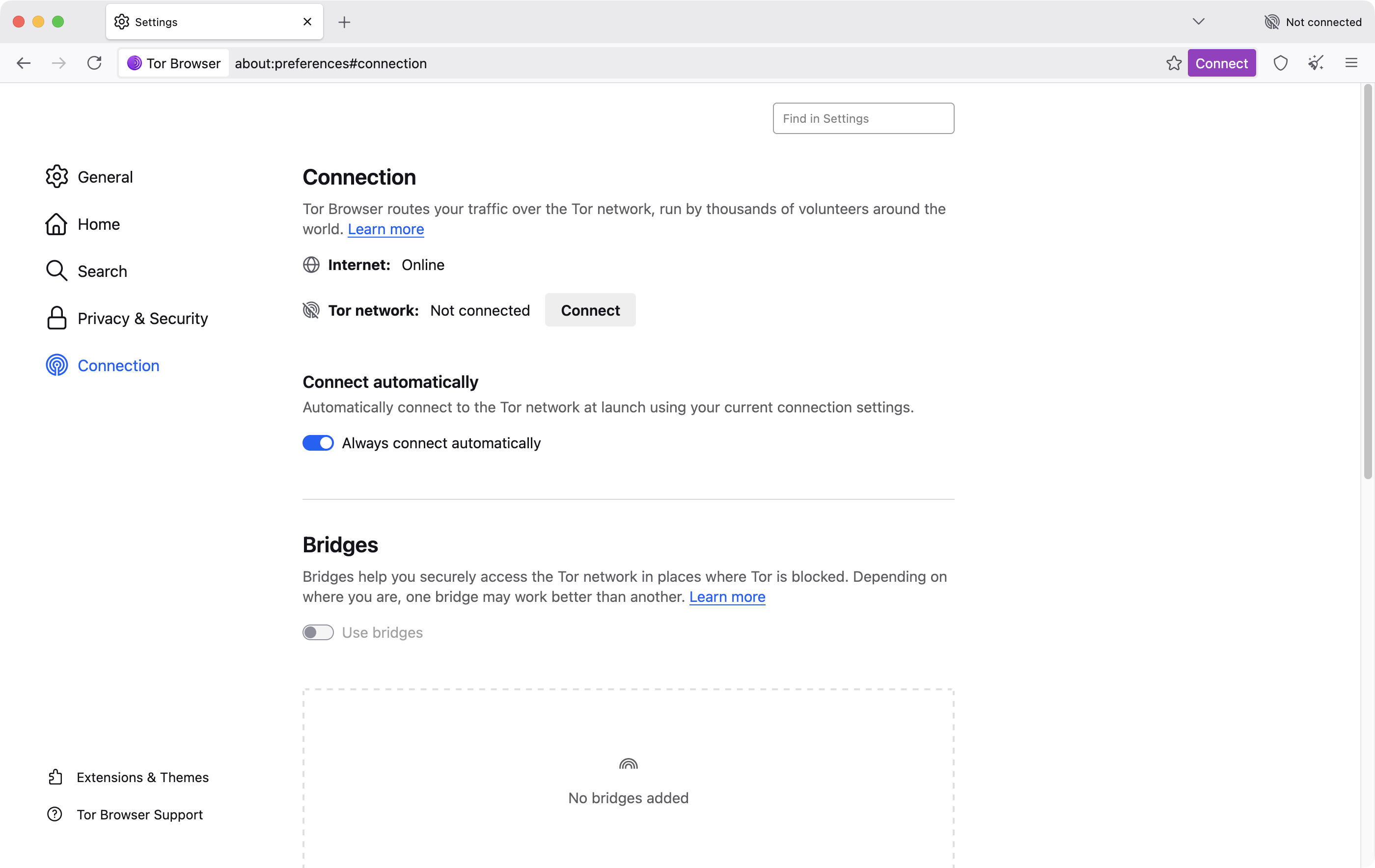 Tor Browser 的 Connection Assist 与桥接设定