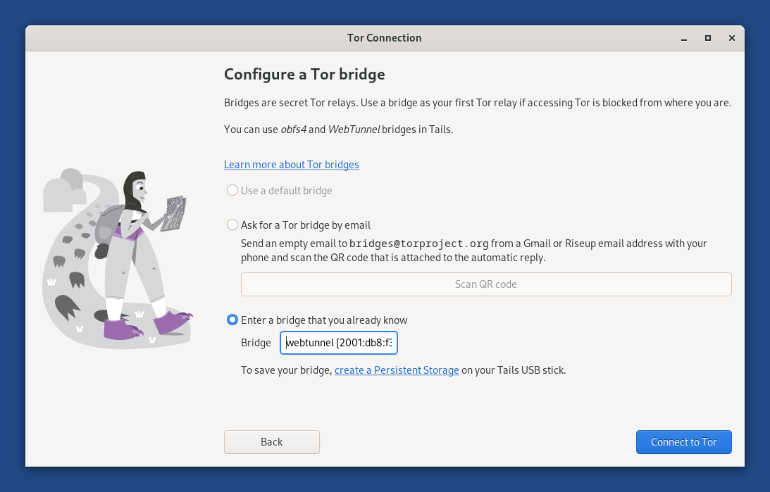 Tails 6.18 Tor 链接设置界面